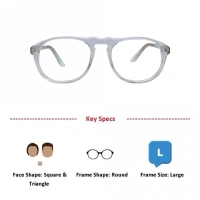 Blue Shield (Zero Power) Kids Computer Glasses: Round Clear Crystal Acetate Large 61412AF