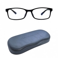 Blue Shield (Zero Power) Computer Glasses: Full Rim Rectangle Black TR90 Unisex Medium 29551B