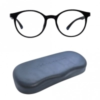 Blue Shield (Zero Power) Computer Glasses: Full Rim Round Black TR90 Unisex Medium 29553B