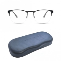 Half Rim Titanium Square Blue Medium Heritage HEOM5020 Eyeglasses
