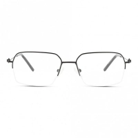Half Rim Titanium Rectangle Black Medium Heritage HEOM5028 Eyeglasses