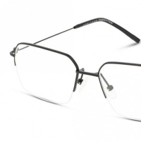 Half Rim Titanium Rectangle Black Medium Heritage HEOM5028 Eyeglasses