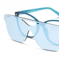 Oval Mirrored Lens Blue Acetate Full Rim Small Unofficial UNOF0028 Sunglasses