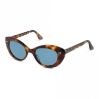 Oval Polarised Lens Blue Brown Acetate Full Rim  Small Heritage HSKF04 Sunglasses