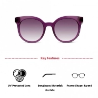 Round UV Protected Lens Violet Purple Acetate Full Rim  Small Sensaya SAFF32 Sunglasses