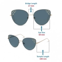 Round UV Protected Lens Blue Metal Full Rim  Large Sensaya SAGF43 Sunglasses