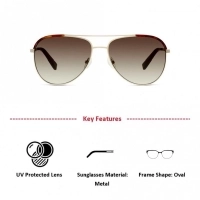 Oval UV Protected Lens Green Brown Metal Full Rim  Large C-line CNGM05 Sunglasses