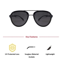 Grey Gun Metal Aviator Sunglasses 12094
