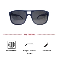 Grey Navy Rectangle Sunglasses 21833P