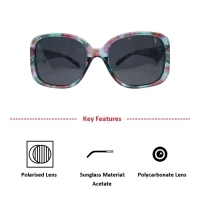 Red Print Square Sunglasses 41425P