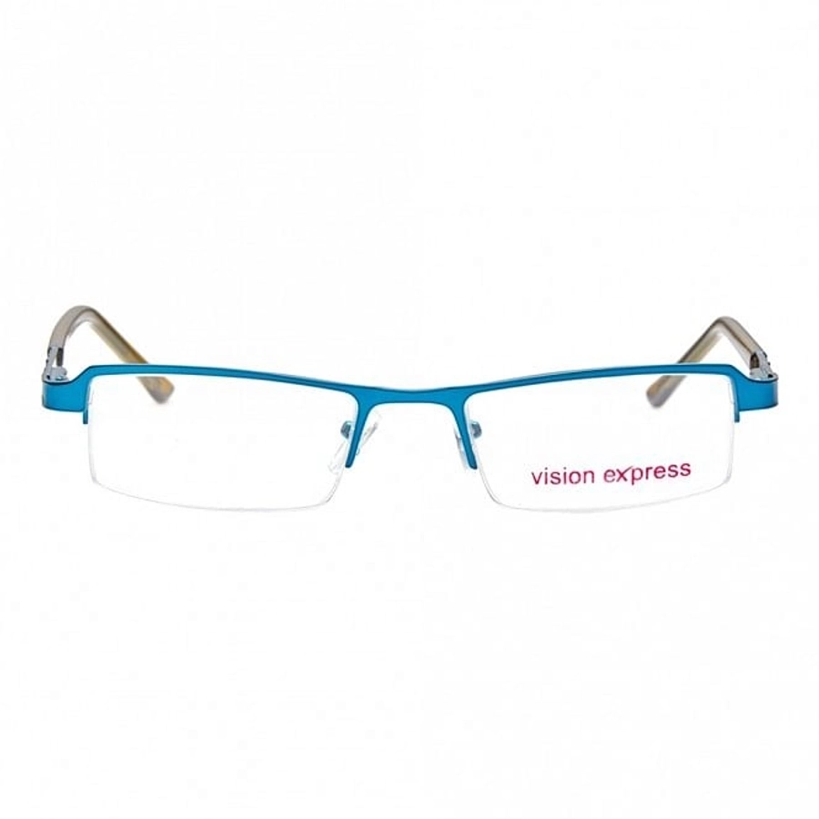 Half Rim Metal Rectangle Blue Medium Vision Express 28884 Eyeglasses