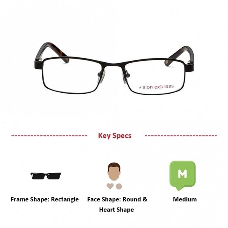 Full Rim Metal Rectangle Black Medium Vision Express 28930 Eyeglasses