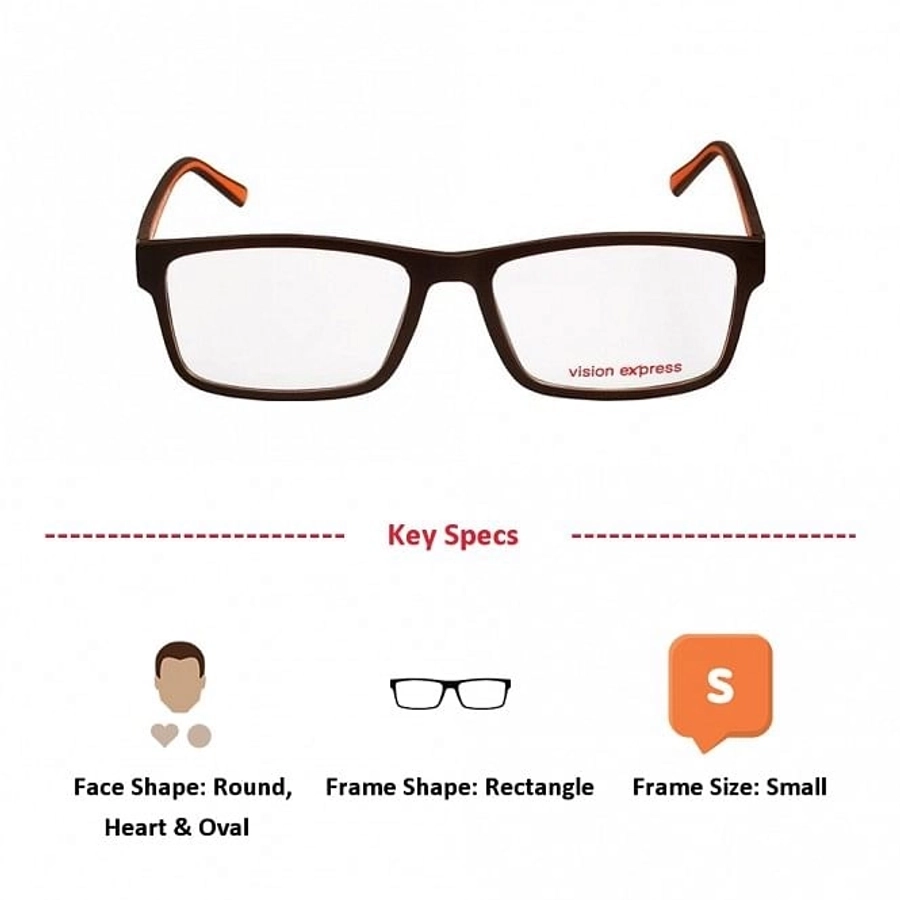 Blue Shield (Zero Power) Computer Glasses: Full Rim Rectangle Brown TR90 Small 29109
