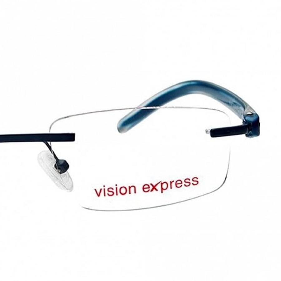 Rimless Metal Rectangle Blue Medium Vision Express 29134 Eyeglasses