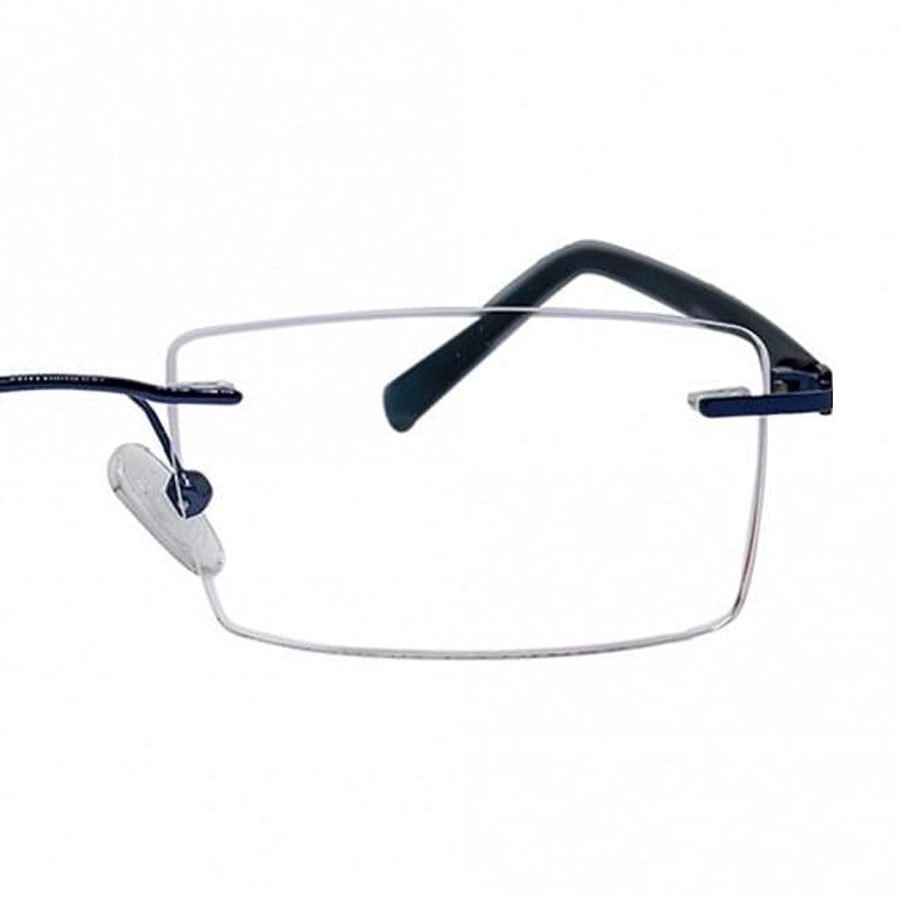 Rimless Metal Rectangle Blue Medium Vision Express 29176 Eyeglasses