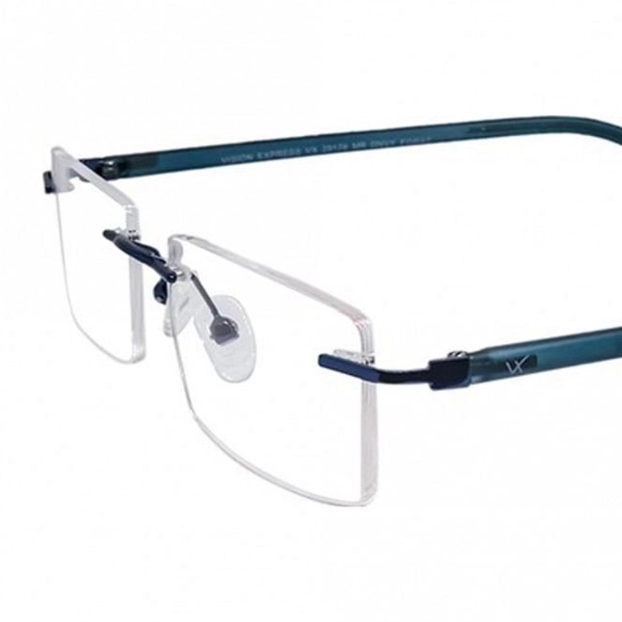 Rimless Metal Rectangle Blue Medium Vision Express 29176 Eyeglasses