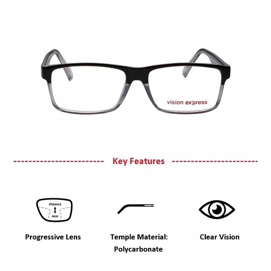 Full Rim Polycarbonate Rectangle Black Large Vision Express 12011 Eyeglasses