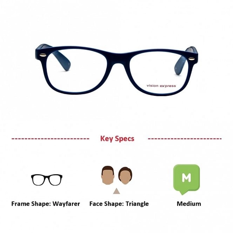 Full Rim Polycarbonate Wayfarer Clear Crystal Medium Vision Express 29267 Eyeglasses