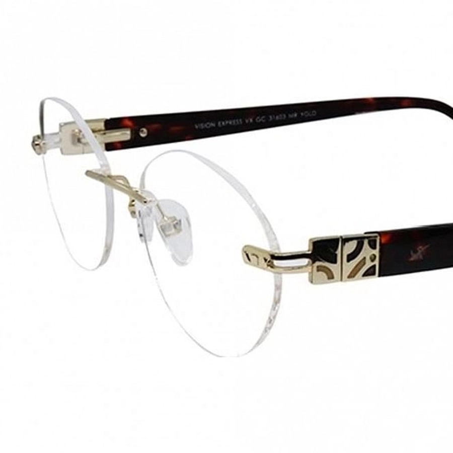 Rimless Gold Plated Rectangle Gold Medium Vision Express 31603 Eyeglasses