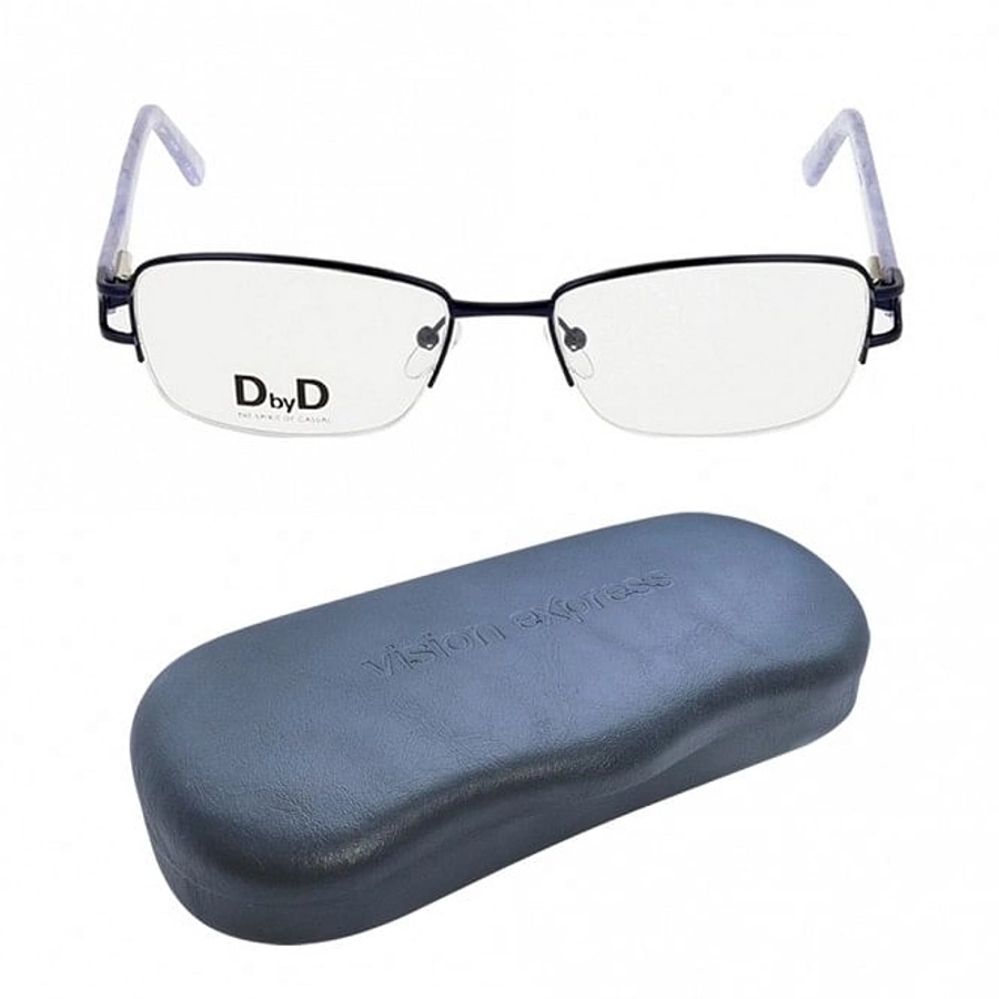 Blue Shield (Zero Power) Computer Glasses: Half Rim Rectangle Blue Metal Small DBAF19 