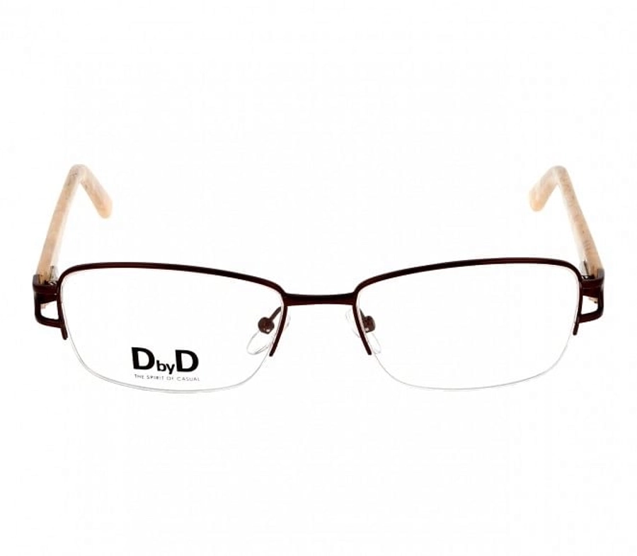 Blue Shield (Zero Power) Computer Glasses: Half Rim Rectangle Brown Metal Small DBAF19 
