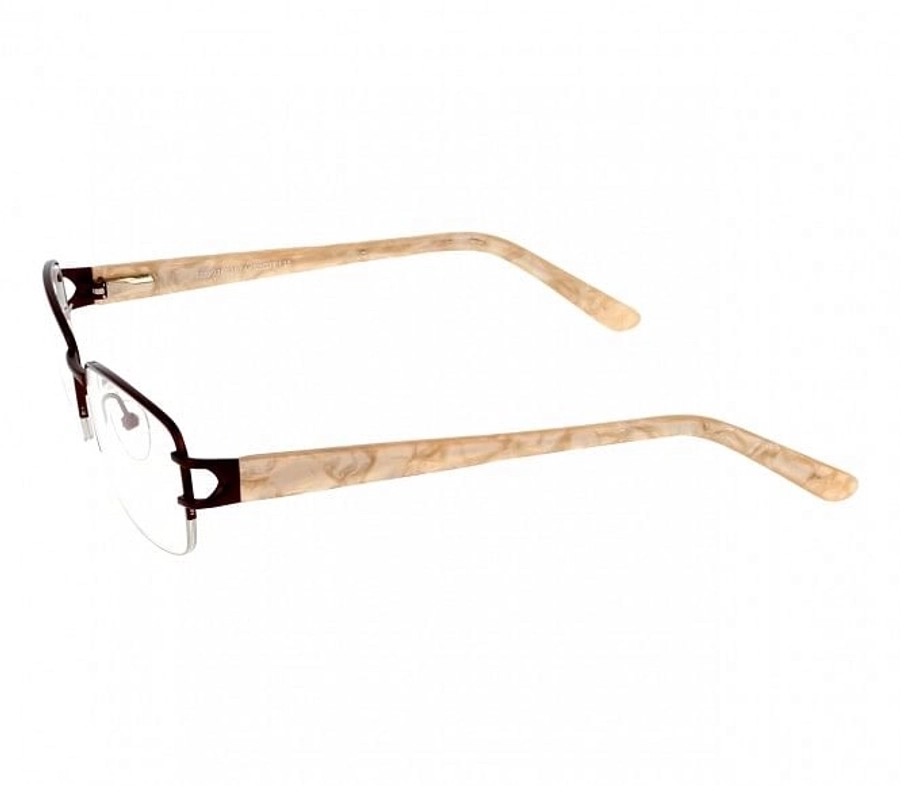 Blue Shield (Zero Power) Computer Glasses: Half Rim Rectangle Brown Metal Small DBAF19 