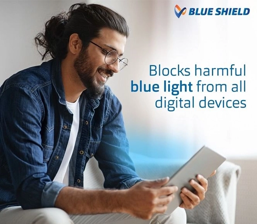 Blue Shield (Zero Power) Computer Glasses: Half Rim Rectangle Brown Metal Small DBAF19 