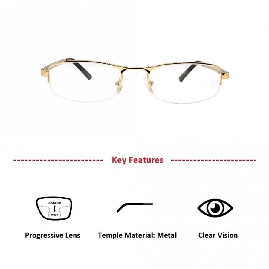 Half Rim Metal Rectangle Gold Medium Vision Express 12004 Eyeglasses