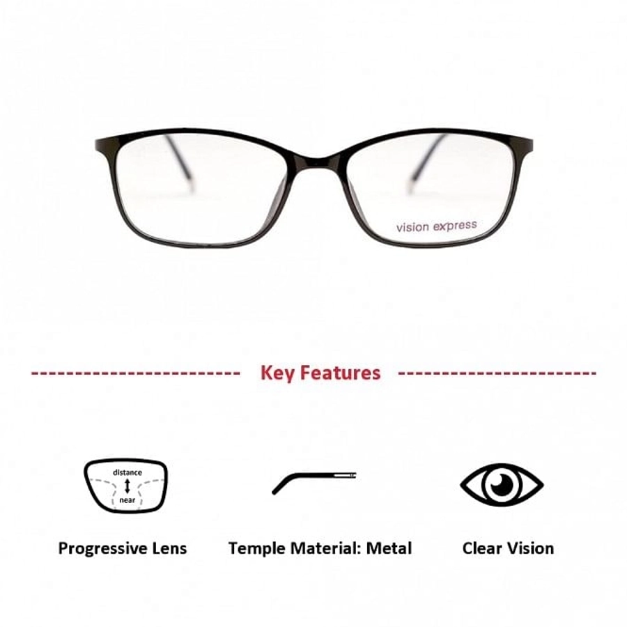 Full Rim Ultem Square Black Medium Vision Express 49015 Eyeglasses