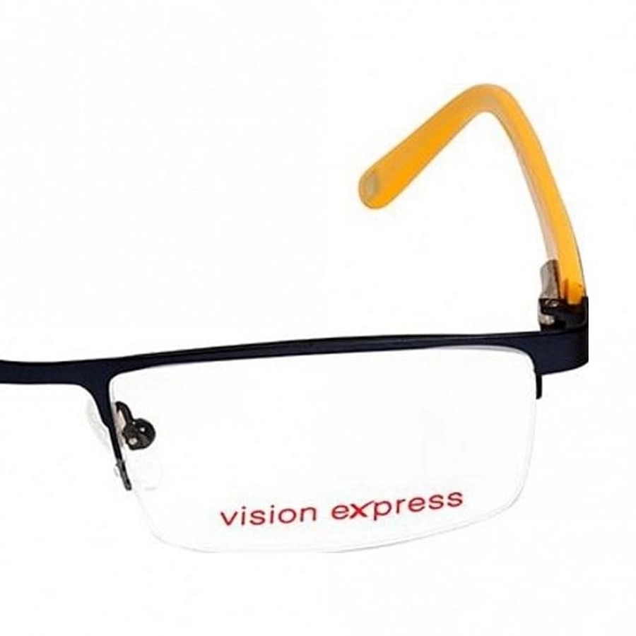 Blue Shield (Zero Power) Computer Glasses: Half Rim Rectangle Blue Metal Small 29364