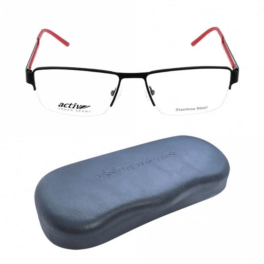 Blue Shield (Zero Power) Computer Glasses: Half Rim Rectangle Black Metal Large ACCM05 
