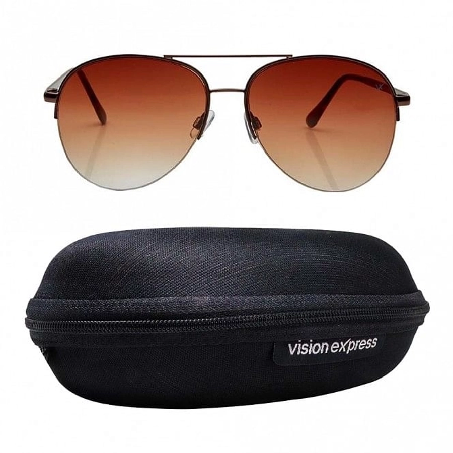 Aviator Brown Gradient Metal Half Rim Medium Vision Express 12018 Sunglasses