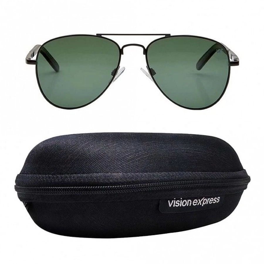 Aviator Polarised Lens Green Full Rim Medium Vision Express 21325P Sunglasses