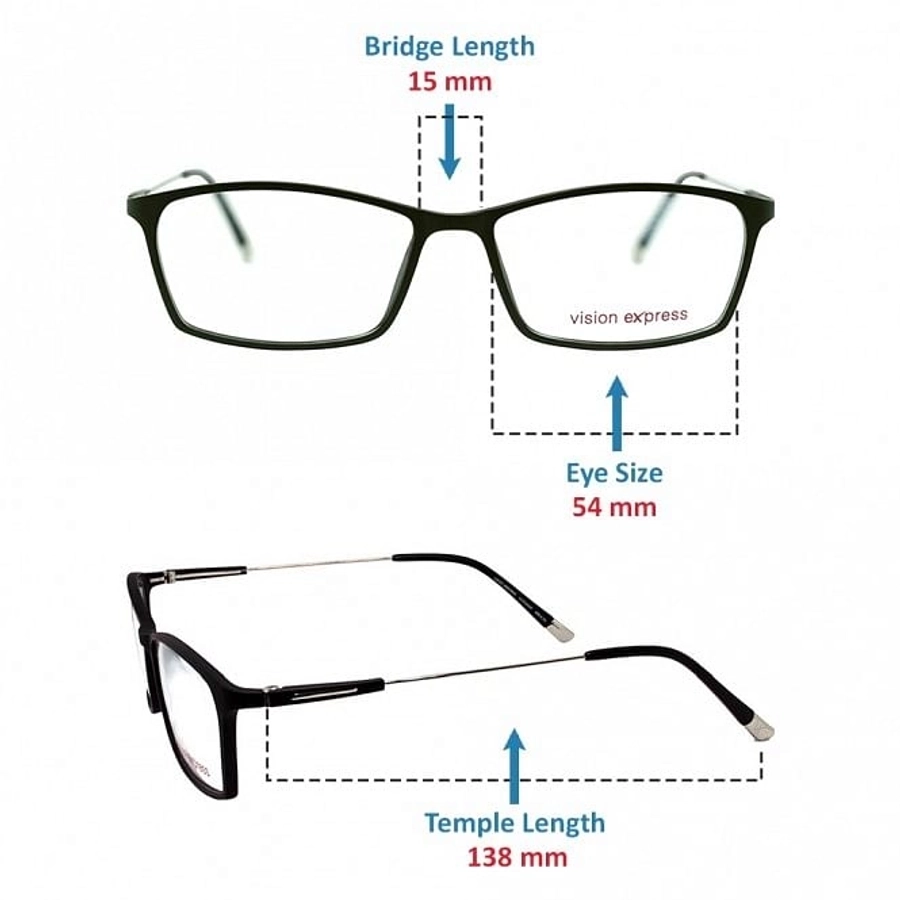 Full Rim Ultem Rectangle Black Medium Vision Express 29340 Eyeglasses