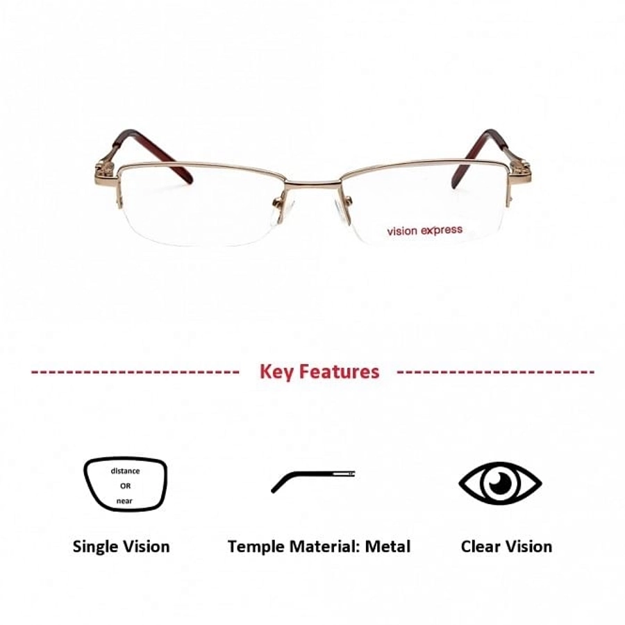 Half Rim Metal Rectangle Gold Medium Vision Express 48945 Eyeglasses