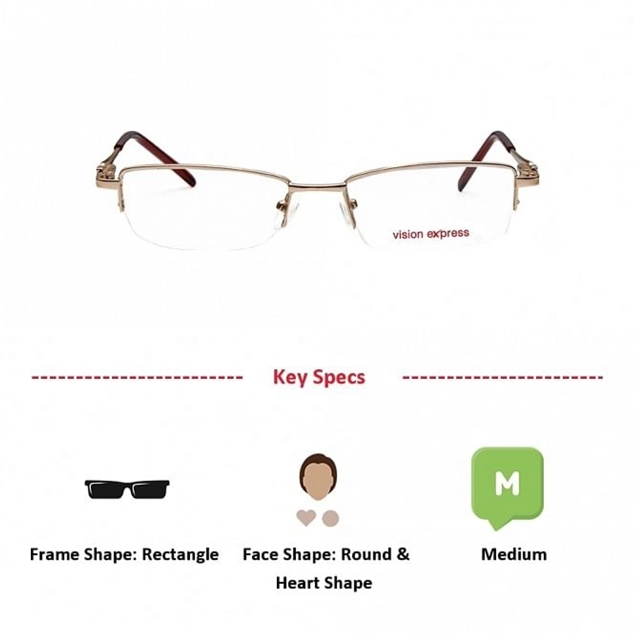 Half Rim Metal Rectangle Gold Medium Vision Express 48945 Eyeglasses