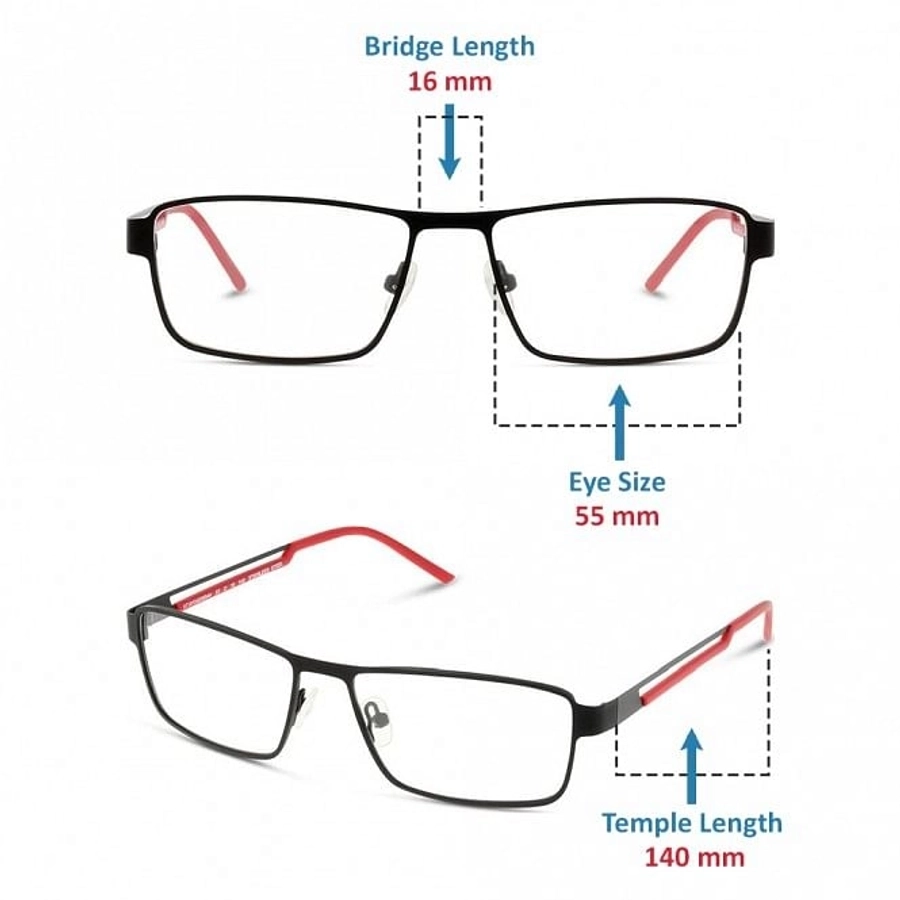 Full Rim Metal Rectangle Black Large Activ ACCM04 Eyeglasses