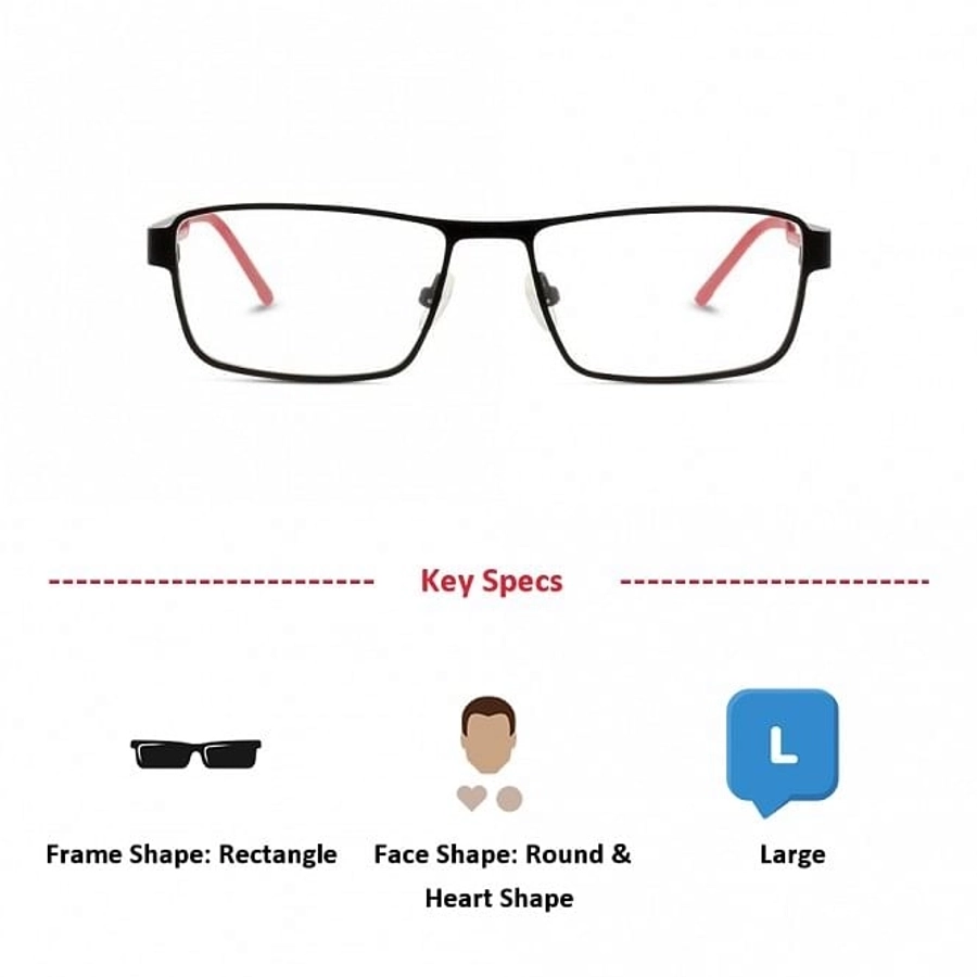 Full Rim Metal Rectangle Black Large Activ ACCM04 Eyeglasses