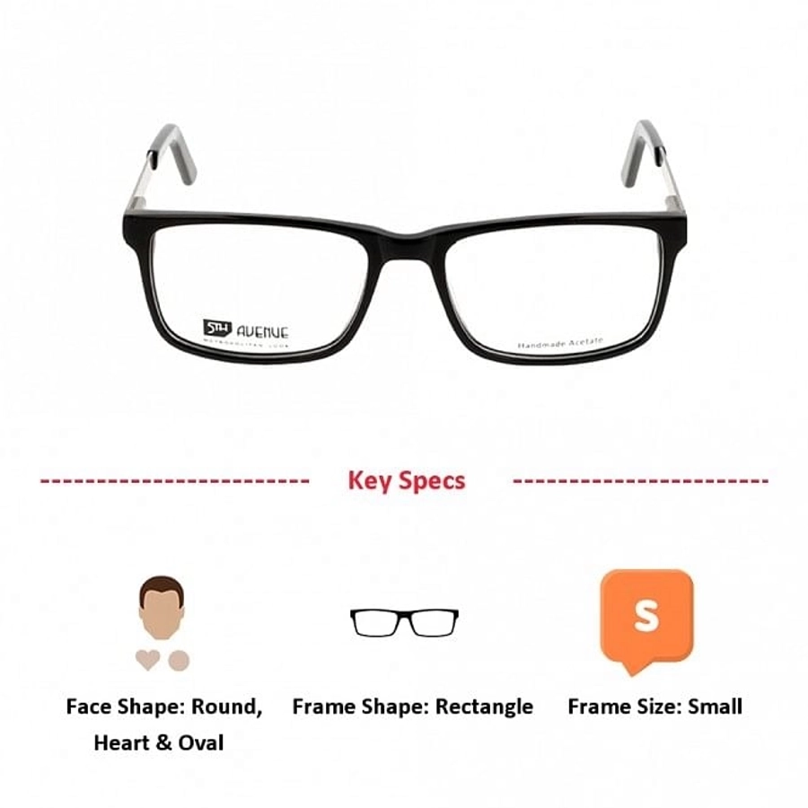 Blue Shield (Zero Power) Computer Glasses: Full Rim Rectangle Black Acetate Small FACM37 