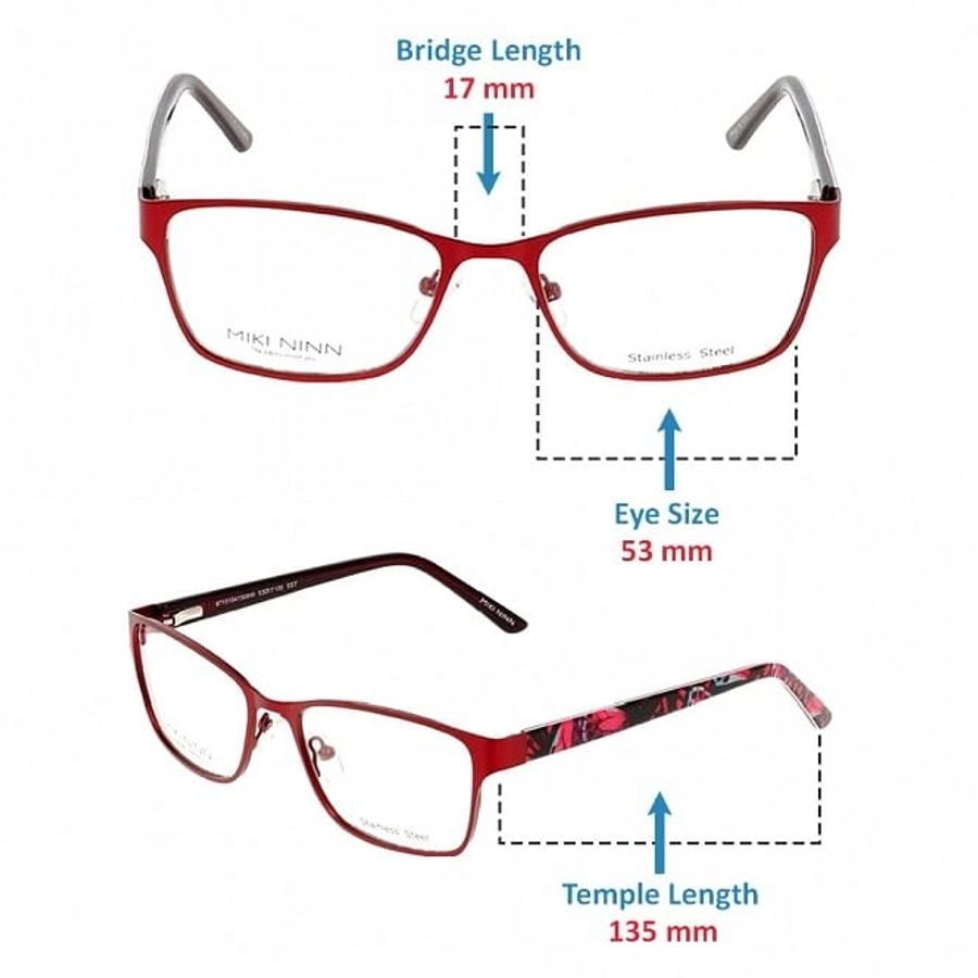 Blue Shield (Zero Power) Computer Glasses: Full Rim Rectangle Red Metal Small MNDF33 