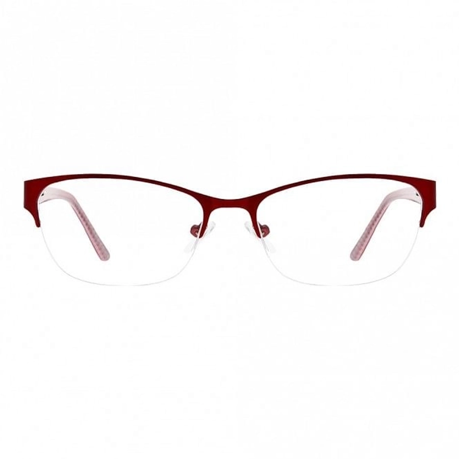 Blue Shield (Zero Power) Computer Glasses: Half Rim Almond Red Metal Small MNDF36 