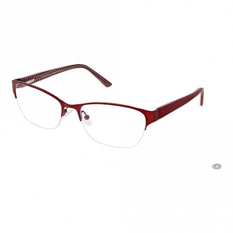 Blue Shield (Zero Power) Computer Glasses: Half Rim Almond Red Metal Small MNDF36 