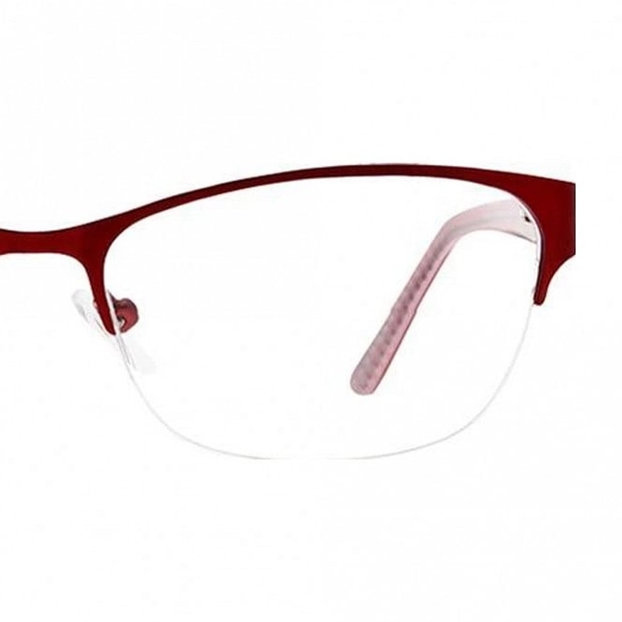 Blue Shield (Zero Power) Computer Glasses: Half Rim Almond Red Metal Small MNDF36 