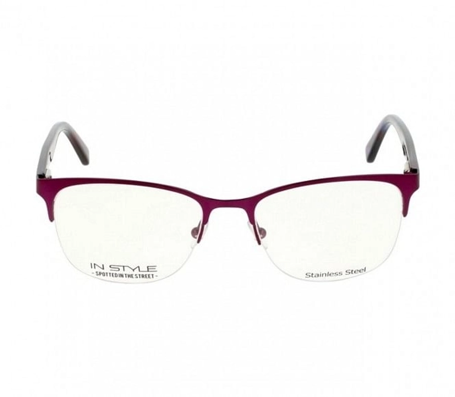 Half Rim Stainless Steel Square Black Medium In Style ISDF10 Eyeglasses