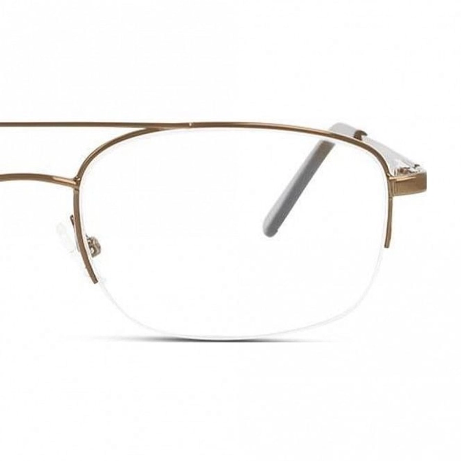 Half Rim Stainless Steel Rectangle Brown Medium DbyD DYH01 Eyeglasses