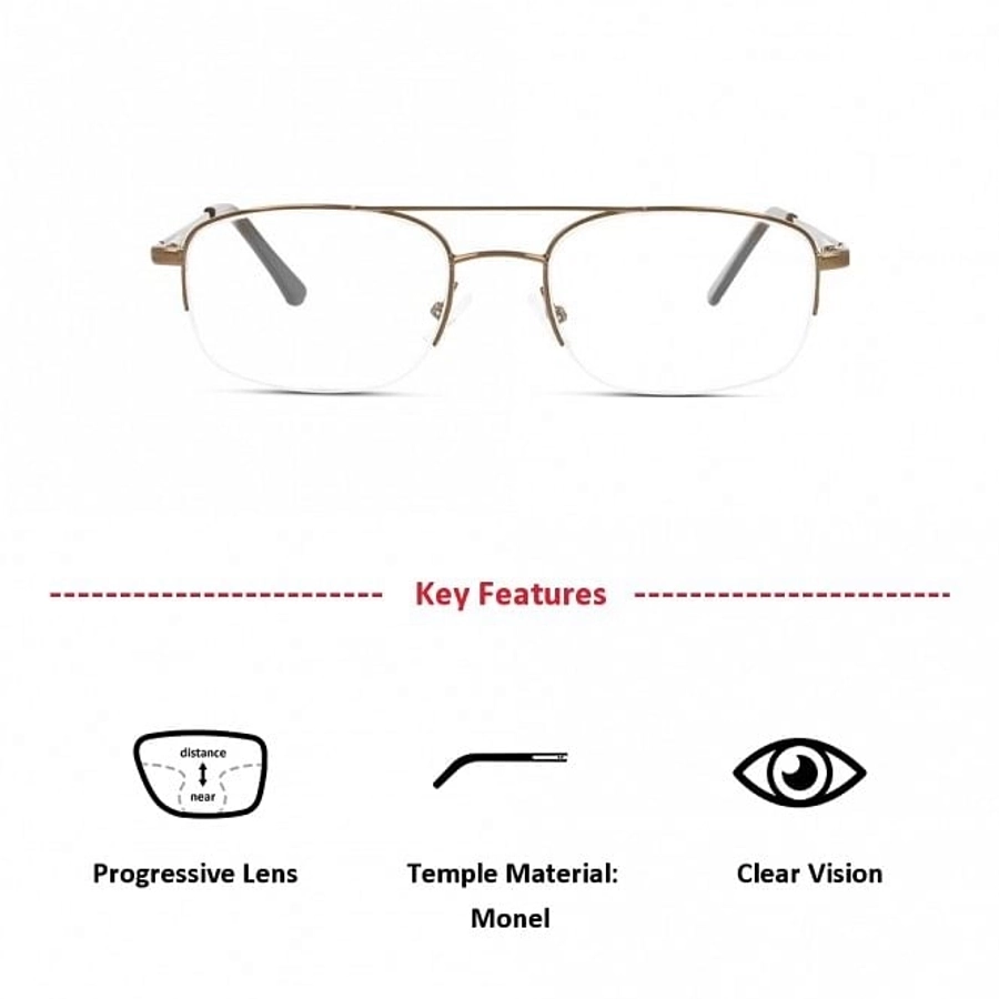 Half Rim Stainless Steel Rectangle Brown Medium DbyD DYH01 Eyeglasses