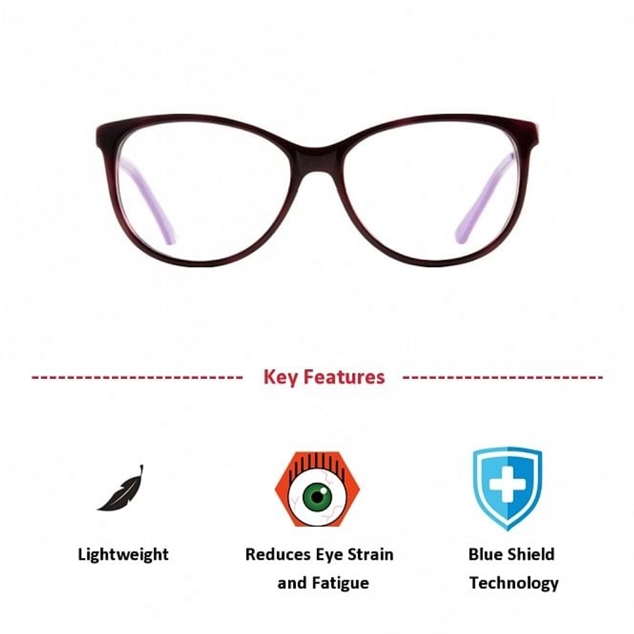Blue Shield (Zero Power) Computer Glasses: Full Rim Oval Brown Acetate Small ISBF34 