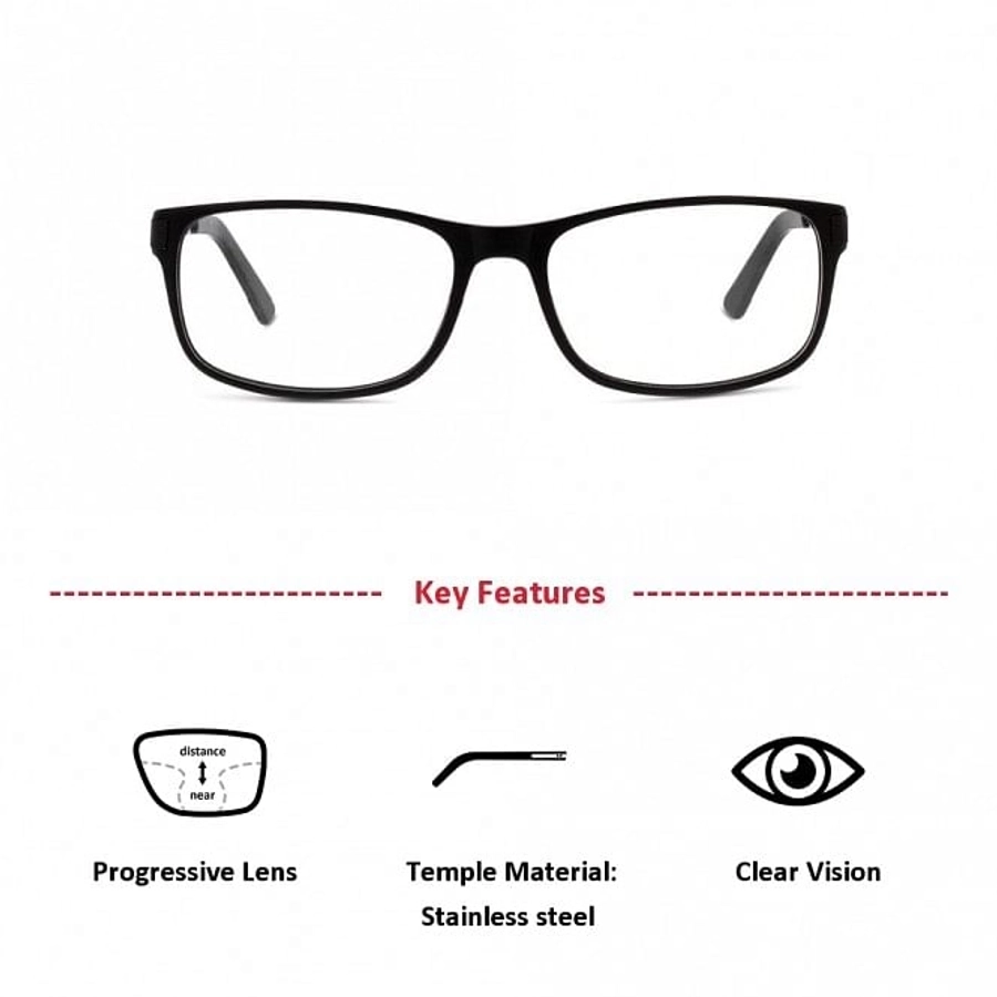 Full Rim Acetate Rectangle Black Large Julius JUBM13 Eyeglasses