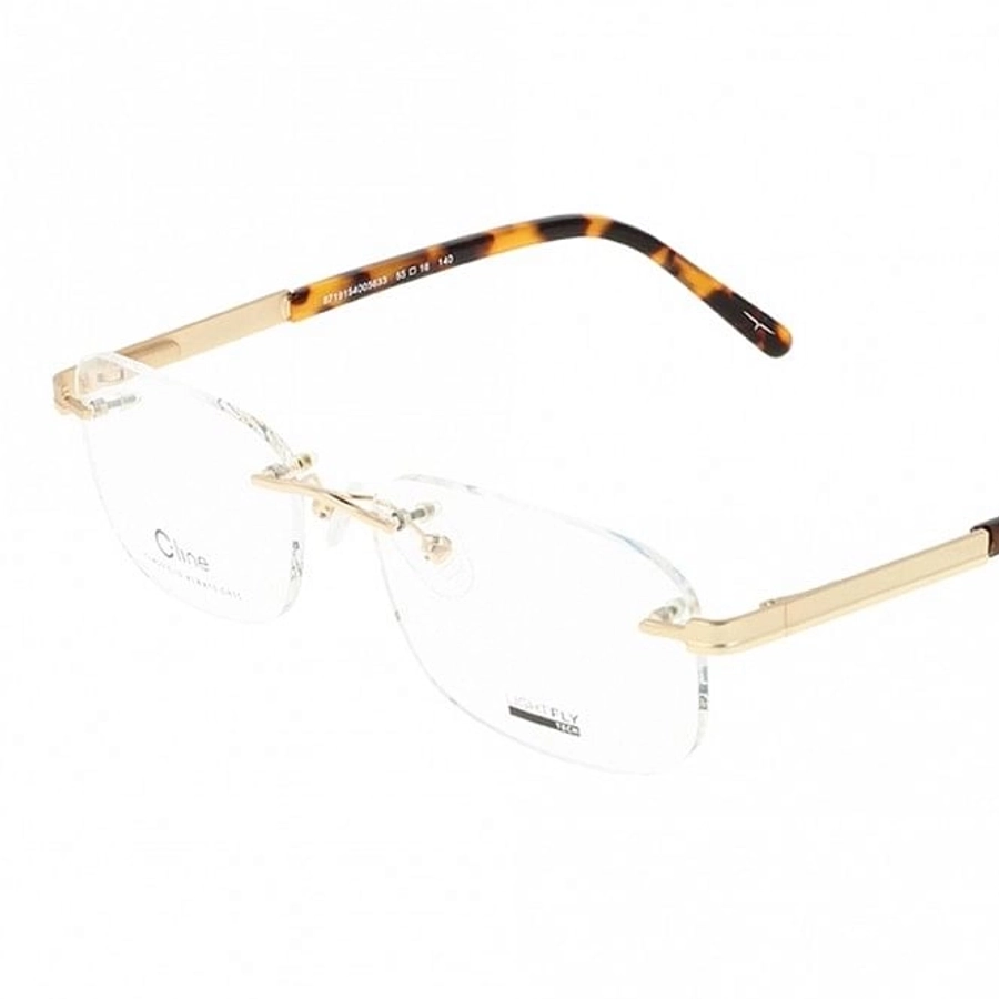 Blue Shield (Zero Power) Computer Glasses: Rimless Rectangle Gold Metal Large LFCM81 