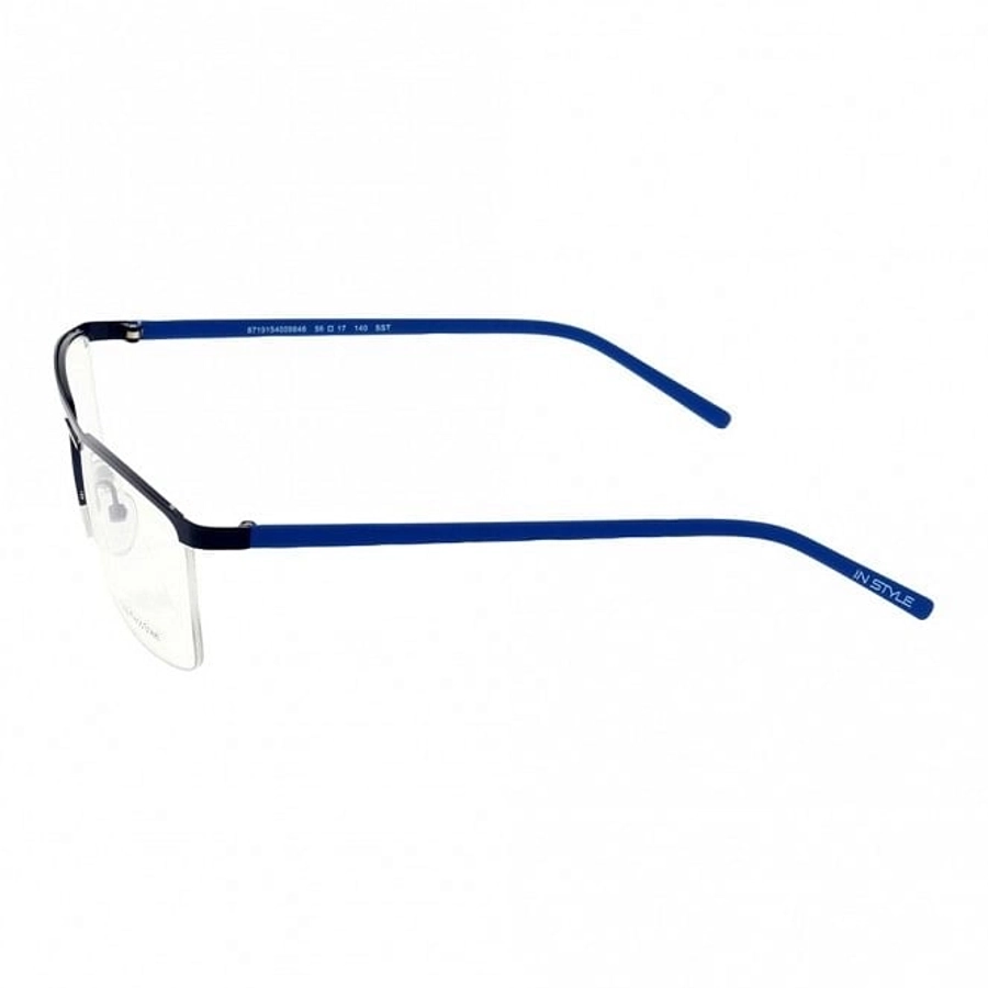 Half Rim Metal Rectangle Blue Large In Style ISCM08 Eyeglasses